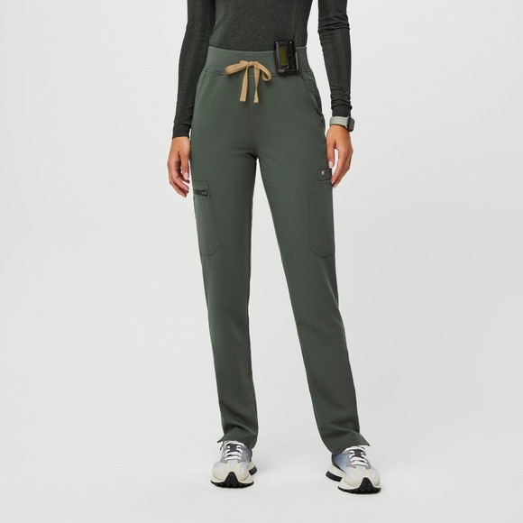 Figs Pants - Figs Yola High-Rise Slim Fit Moss Anti-Wrinkle Scrub Trouser Pants Size XXS